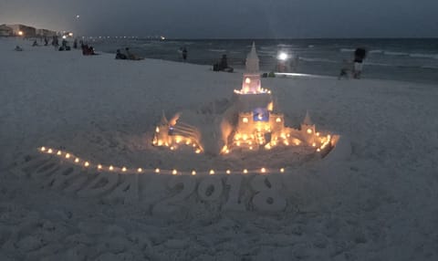 Castle Art on the beach in front of WatersEdge 517! Yes you 