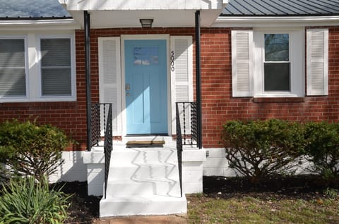 look for the blue door