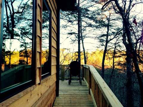 side of house with huge casement windows