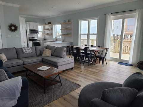 Comfortable open living and dining room