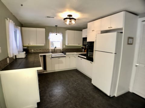 Kitchen with lots of light.