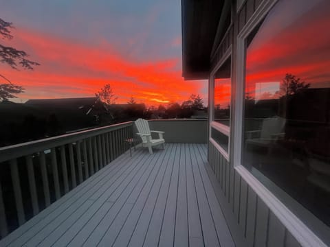 Wrap around deck facing west at sunset