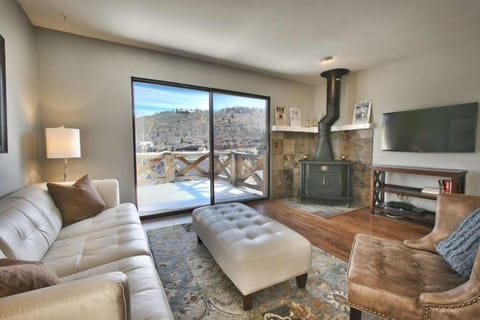 Stove has been recently replaced with an easily operated electric fireplace