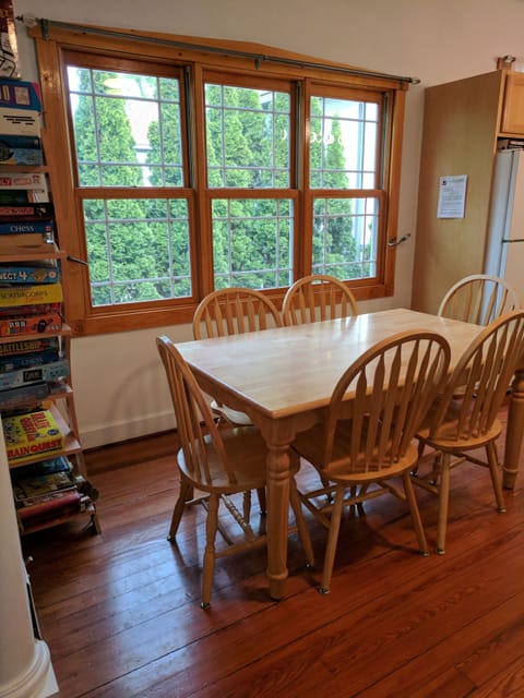 Dining Room with games and books on left