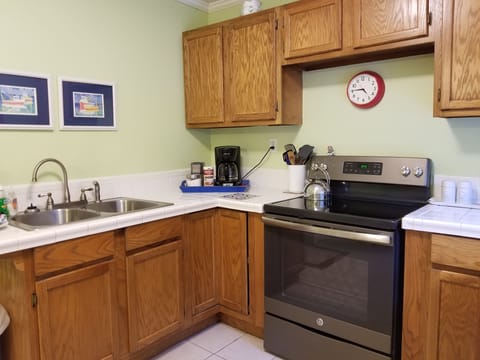 Mr coffee and filters provided.  We even have coffee grinder.  Bring your beans