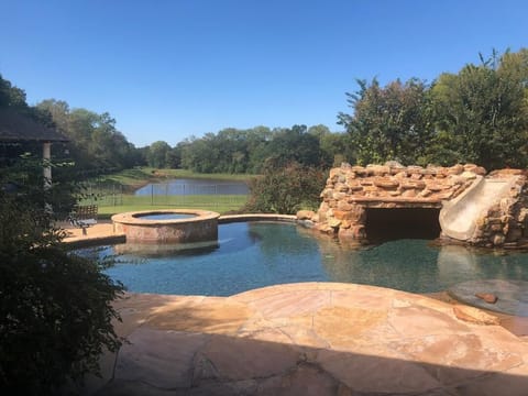 majestic view of the stocked pond and pool