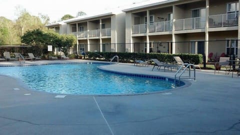 condo is in the courtyard, right beside the pool on first floor.