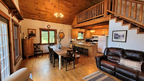 Dining Room and Kitchen with Loft above. Recycling Boards taken from the farm.