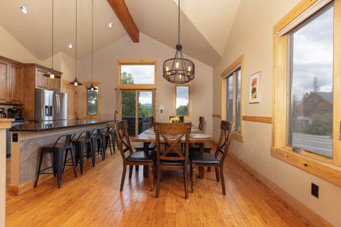 dining table and counter/bar area provide plenty of seating for group meals