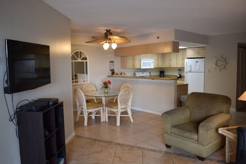 Kitchen and Dining table view from Living Room