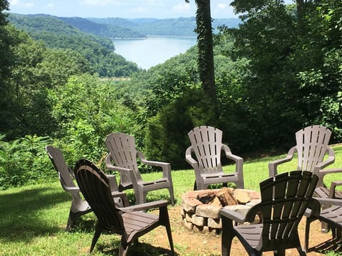 Fire pit with beautiful lake view!