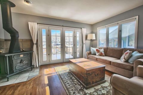 Stove has been recently replaced with an easily operated electric fireplace
