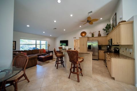 Relax in the open plan living and modern kitchen area. WiFi throughout house.