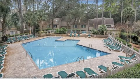 Largest and best pool in Sea Pines.
New pool furniture for 2025
25 YARDS AWAY