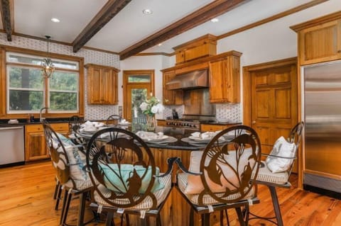 Kitchen with counter stools