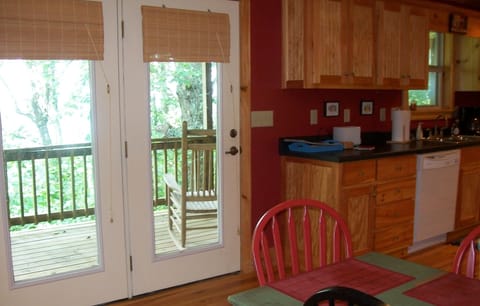 french doors open to porch