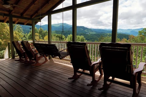 Beautiful long range view of the mountains on the expansive covered porch
