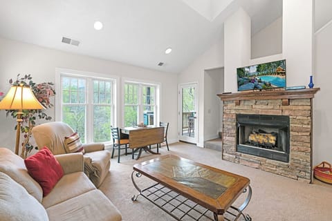 Living Room--- Cozy Fireplace and TV