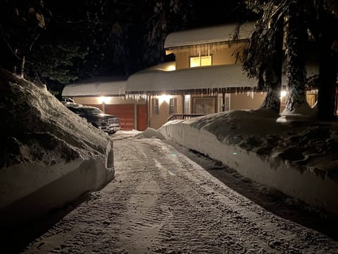 Winter in Big Trees.  Snow plow service provided.  Easy level drive in access.