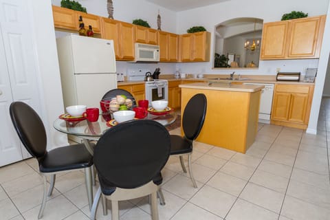 open kitchen and breakfast area