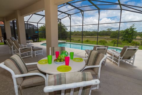 Private pool in the backyard with nice view