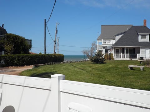 Patio with a view of Lake Michigan and North Beach