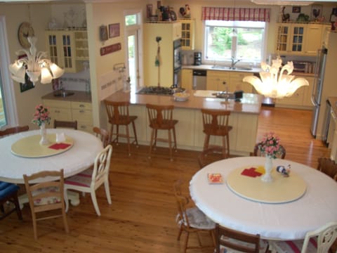 This is the view and dining area from the mid-level of the main staircase. 