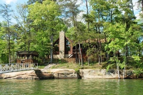 view of cabin from the lake.