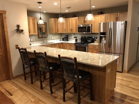 Large fully equipped kitchen.