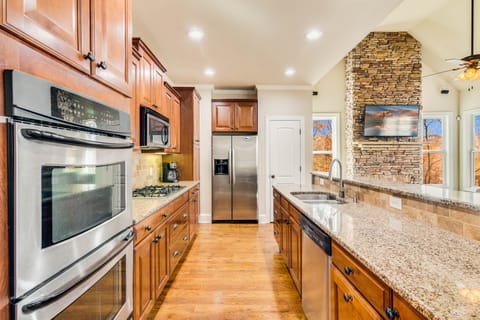 Kitchen has lots of counterspace and everything you need for cooking meals