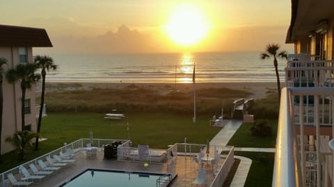 View of sunrise from balcony