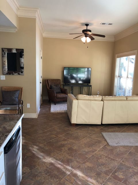 Basement den with lake view