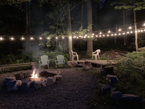 Platform and fire pit seating. 