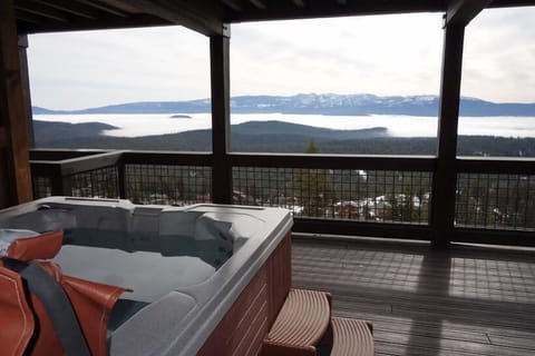 View from the  covered hottub at bar level with Stereo etc.