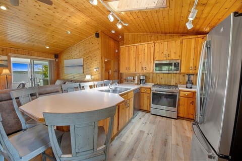 The kitchen is stocked with everything you need for cooking.