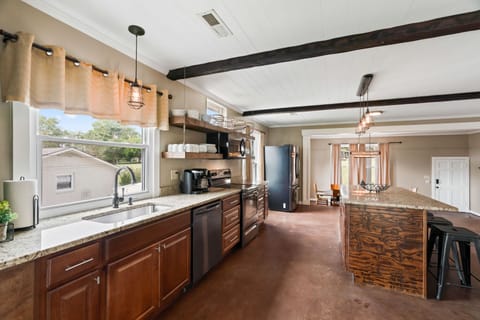 Open kitchen with plenty of seating
