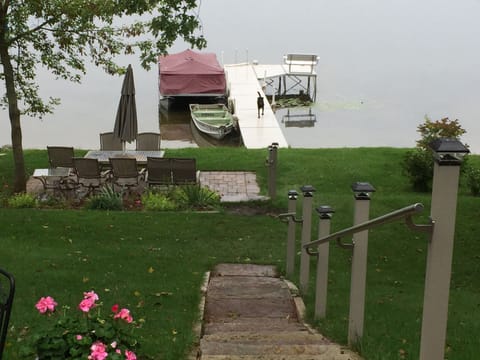 top patio looking at lower patio