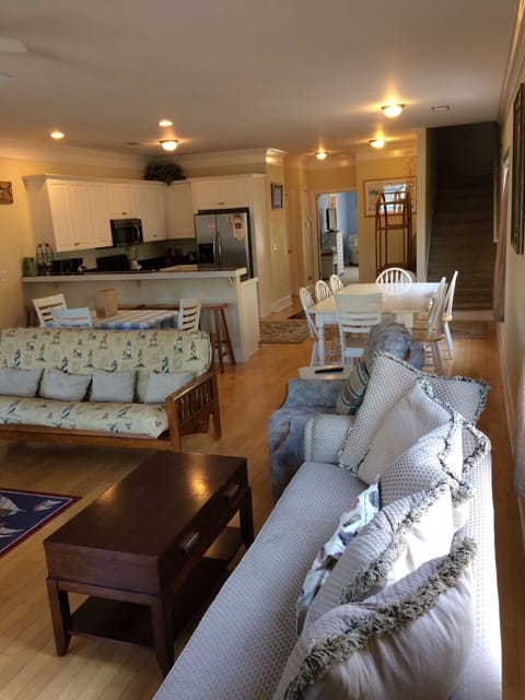 View of den and kitchen