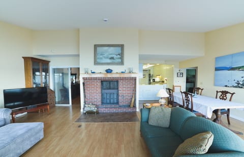Living room and wood-burning fireplace (plenty of wood is provided)