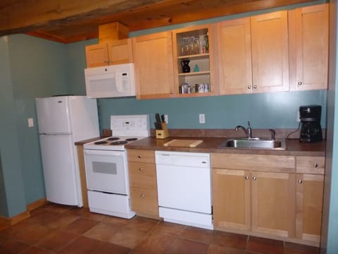Fully stocked kitchen.