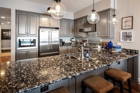 Kitchen is fully appointed and stocked.