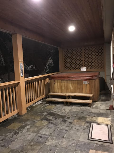 deck with hot tub