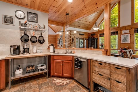 Abundant counter space. 2 coffee makers for those who prefer Keurig or Cuisinart