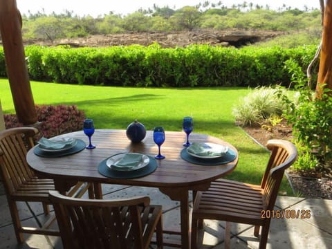 Peaceful lanai A lava tube in the back yard.