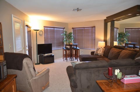 Very comfortable  ski and ski out condo with a beautiful view of the mountains  