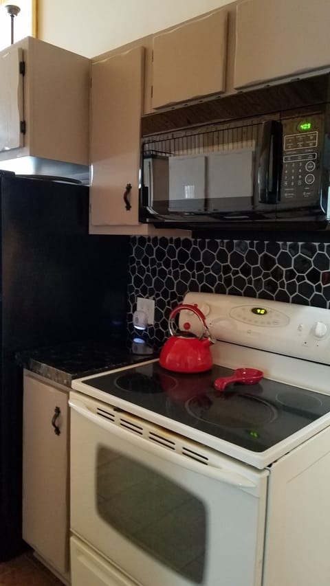 Stove and microwave.