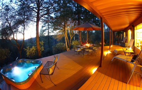 Evening hot tub
