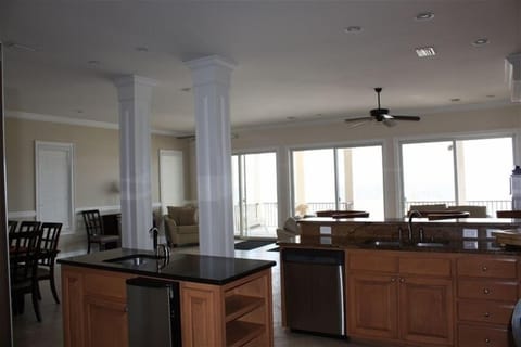 view from kitchen into Great Room with 60 ' Sony HD LCD TV