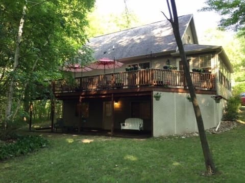 Privacy awaits at this luxury cabin on a large wooded lot in Floradale. 