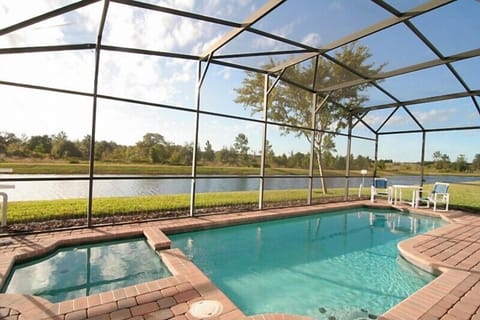 West facing private pool and spa with gorgeous water view